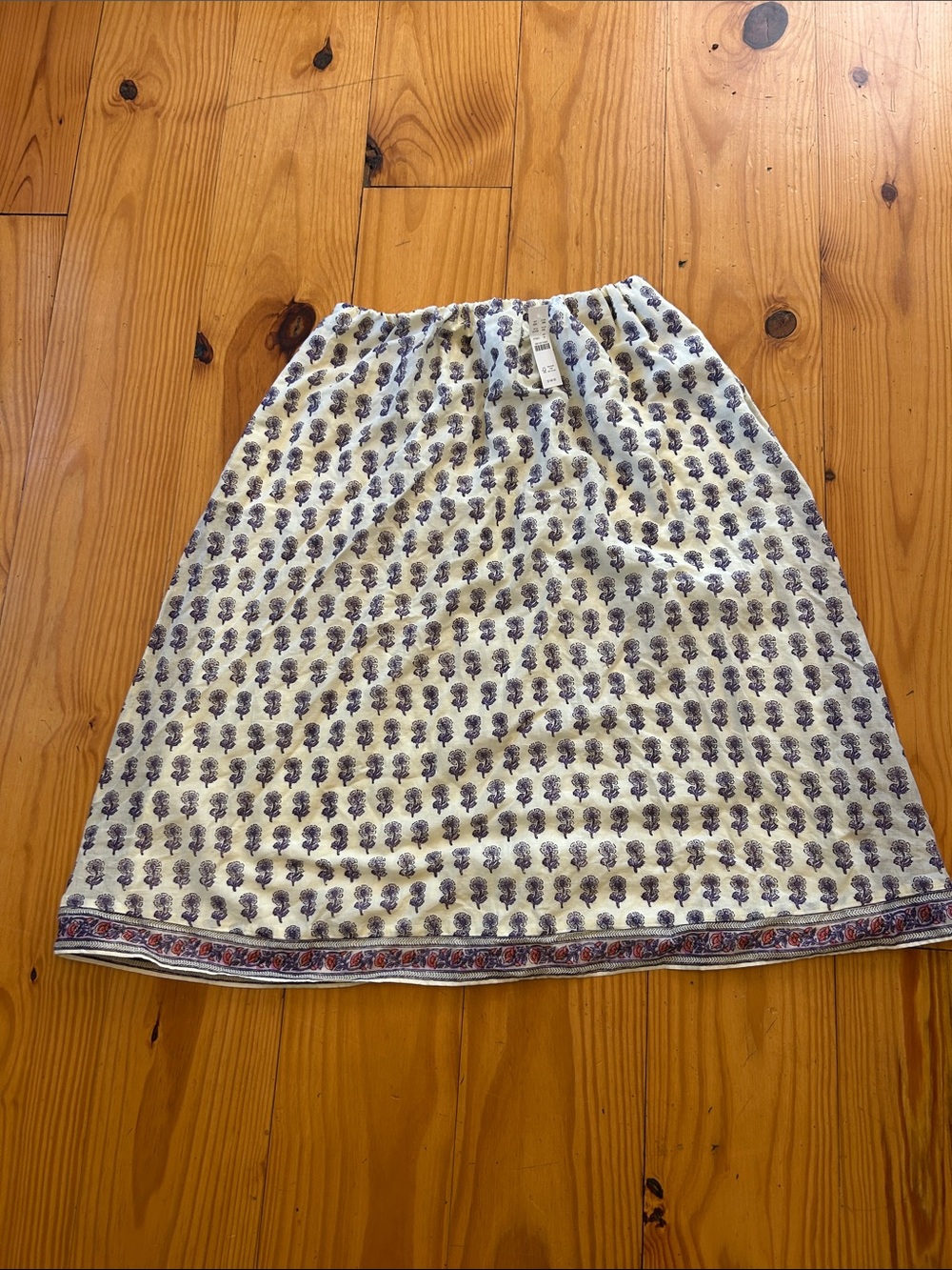 J. Crew White A-Line Skirt with Purple Floral Print